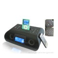 mini ipod iphone speaker dock speaker for iphone ipod Hotel speaker with radio alarm and remote control function